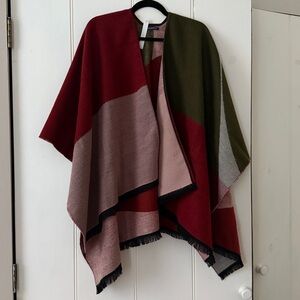 Red Acrylic Poncho Made in France
